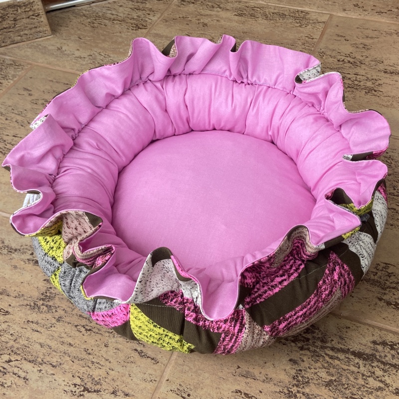 Letní bavlněný pelíšek pro psa, růžový vzor