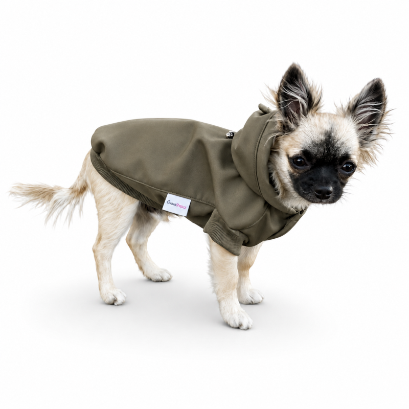 Funkční zimní softshellový obleček pro psa-khaki