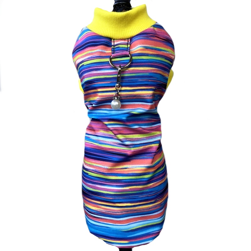 Letní funkční softshellový obleček pro psa Adan, barevné pásky