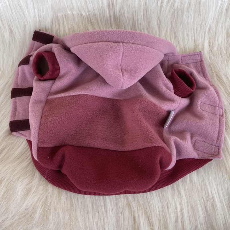 Fleecová mikina pro psa Margot, kouřově růžová pruhy