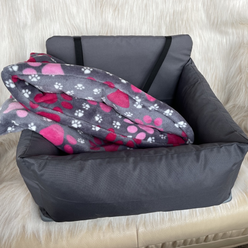 Cestovní pelíšek pro psa s tulipytlíkem, vhodný do auta, šedý