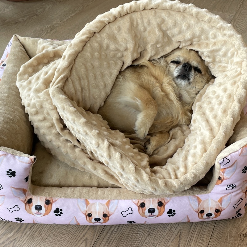 🐾Pelíšek- tulipytlík minky 52x56 vyztužený okraj, – béžový