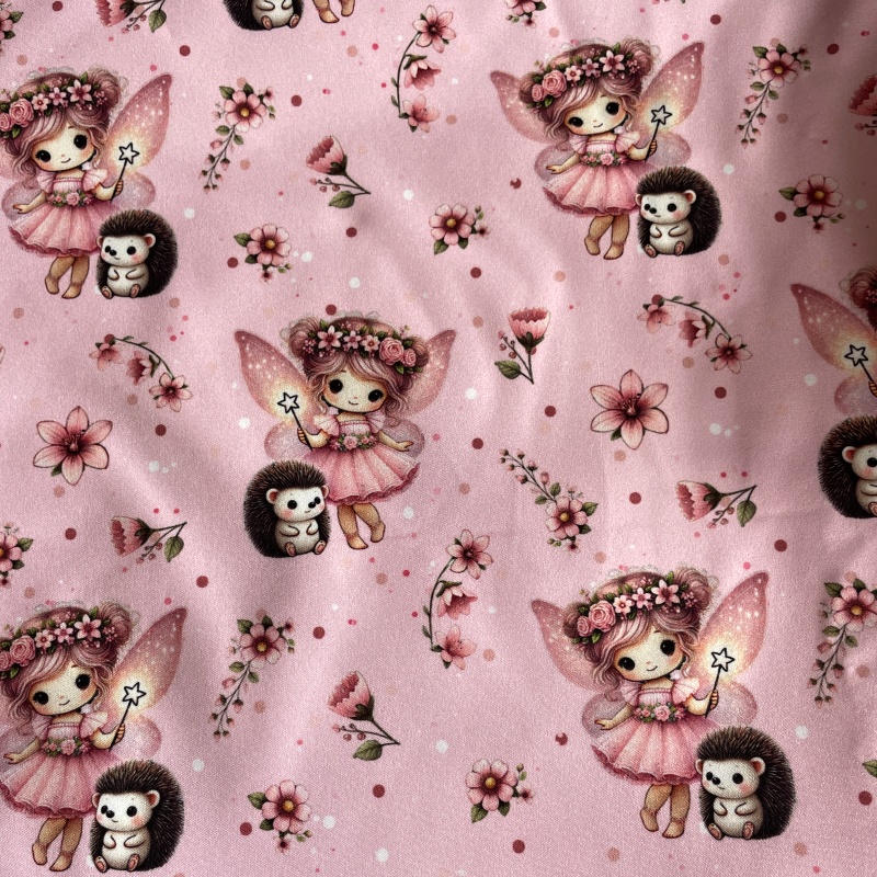 Funkční zimní softshellová pláštěnka pro psy – Růžová víla a Ježek