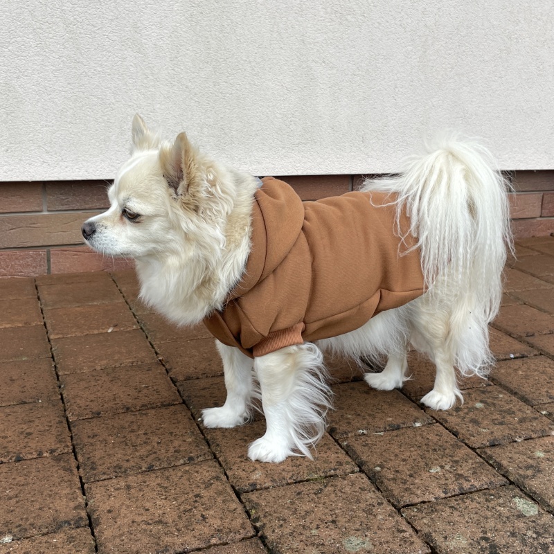Tepláková mikina pro psa s kapucí Mendy, koňak