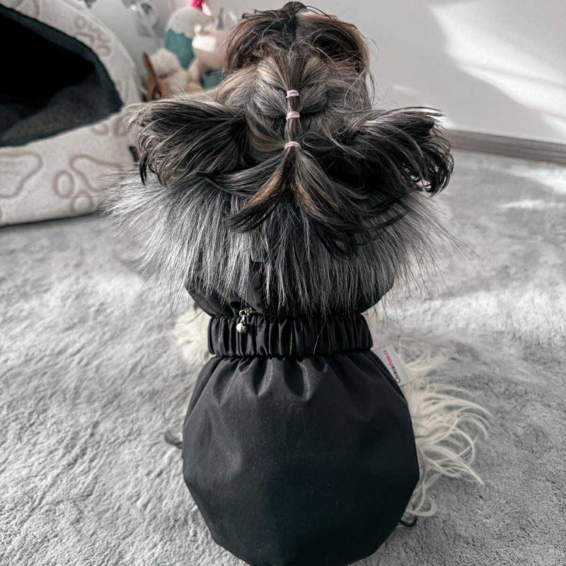 🖤 Elegantní zimní kabátek pro jorkšíry s hladkou podšívkou- černá 