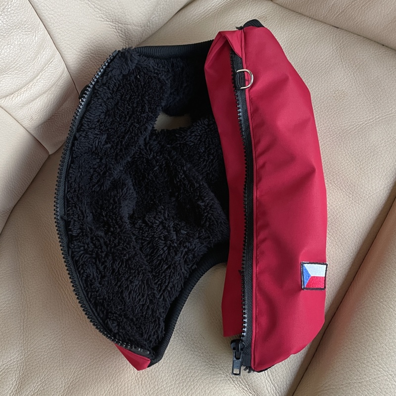 Podzimní/zimní obleček s kožíškem na zip – EasyZip Style, červený
