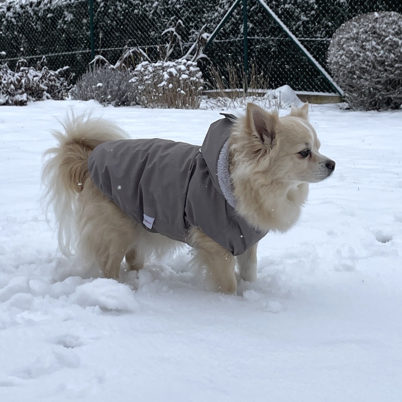 Hřejivý kožíšek do deště i sněhu – Esmeralda světlá khaki