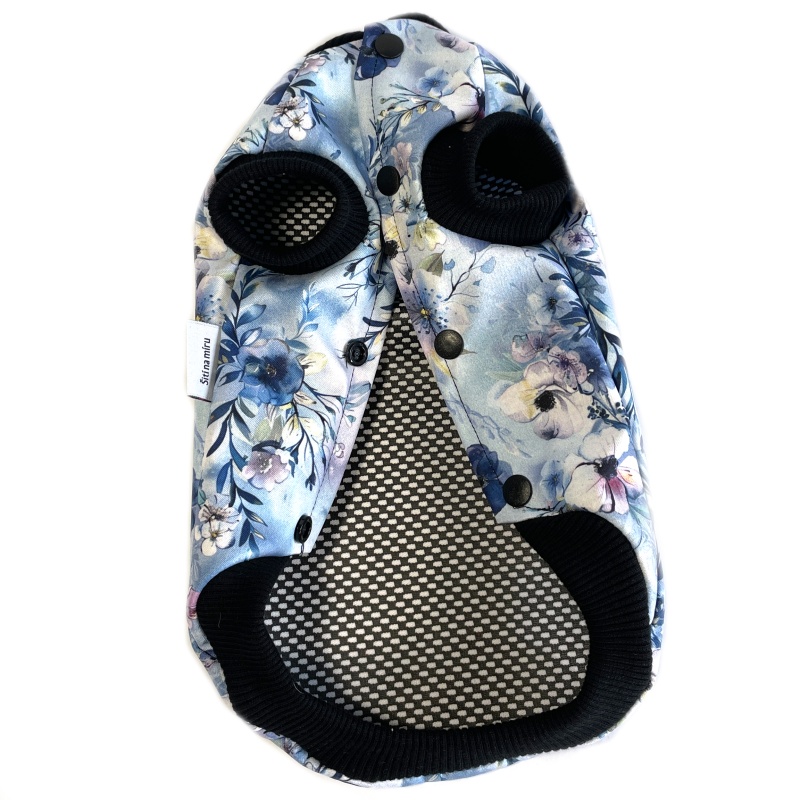 🌸 Funkční jarní softshellová pláštěnka – modré květy