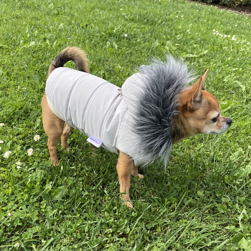 Obleček pro psa s kožešinou Dolores pastelově šedý