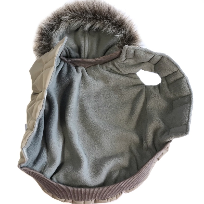 Obleček pro psa s kožešinou Carmen sv. khaki