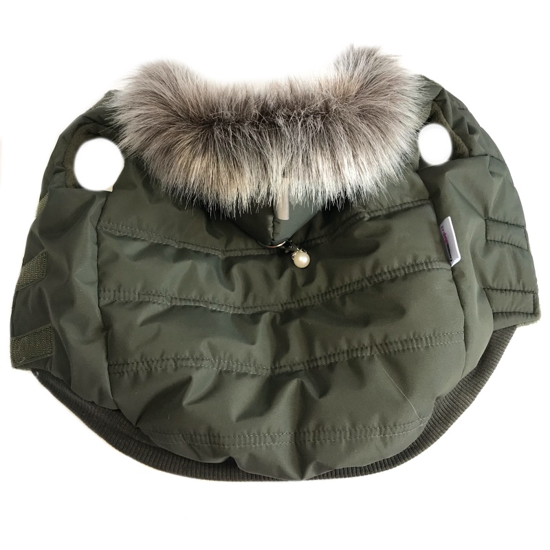 Obleček pro psa s kožešinou Carmen tm. khaki