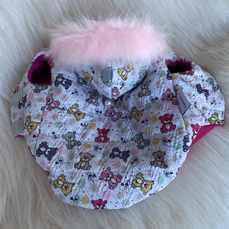 Obleček pro štěně s kožešinou medvídek sv. šedý