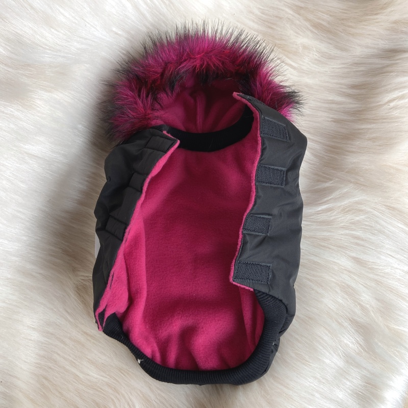 Zimní obleček pro psa s kožešinou Ebby černý