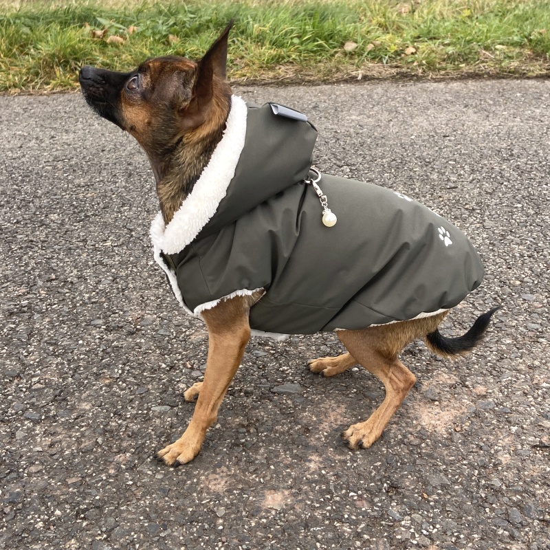 Hřejivý kožíšek do deště i sněhu – Esmeralda tmavá khaki