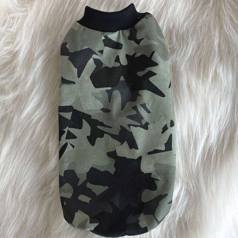 Bavlněné elastické tričko – kamufláž | pohodlná ochranná vrstva pro malé psy