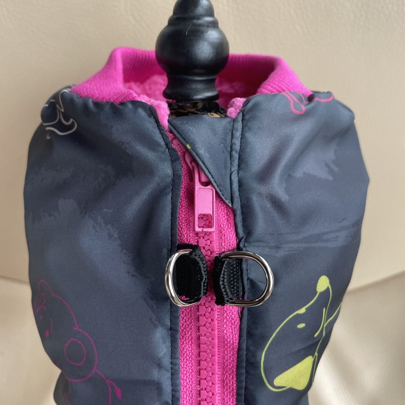 Podzimní/zimní obleček s beránkem na zip – EasyZip Style, černý pejsek