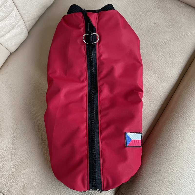 Podzimní/zimní obleček s kožíškem na zip – EasyZip Style, červený