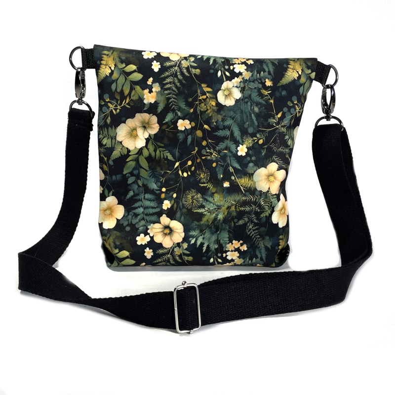 🤍 Elegantní crossbody kabelka – kvítka na zelené