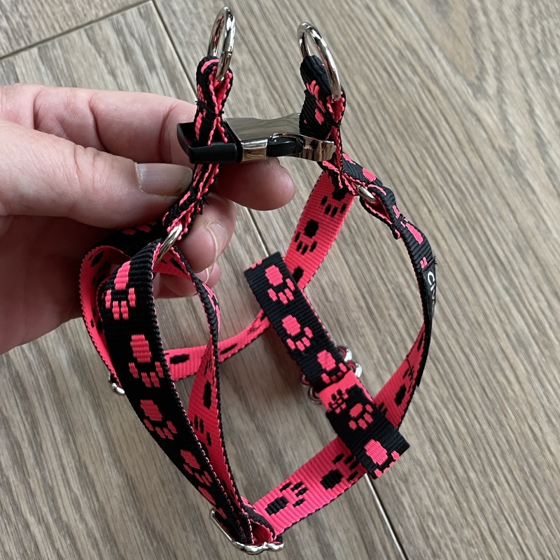Popruhový postroj pro malá plemena s váhou 2–3,5 kg, neon růžový