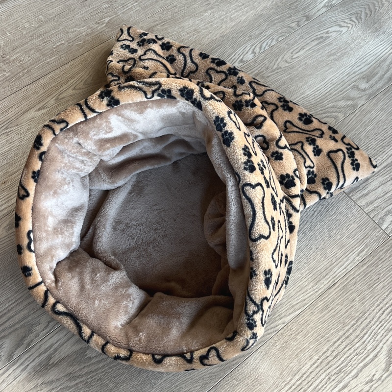 Plyšový tulipytlík s vyztuženým okrajem 65×55 cm – hnedy- kosti