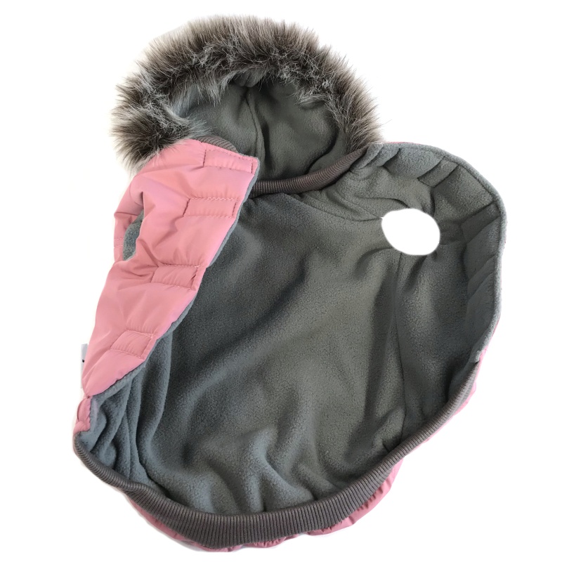 Obleček pro psa s kožešinou Maria pastelově starorůžový