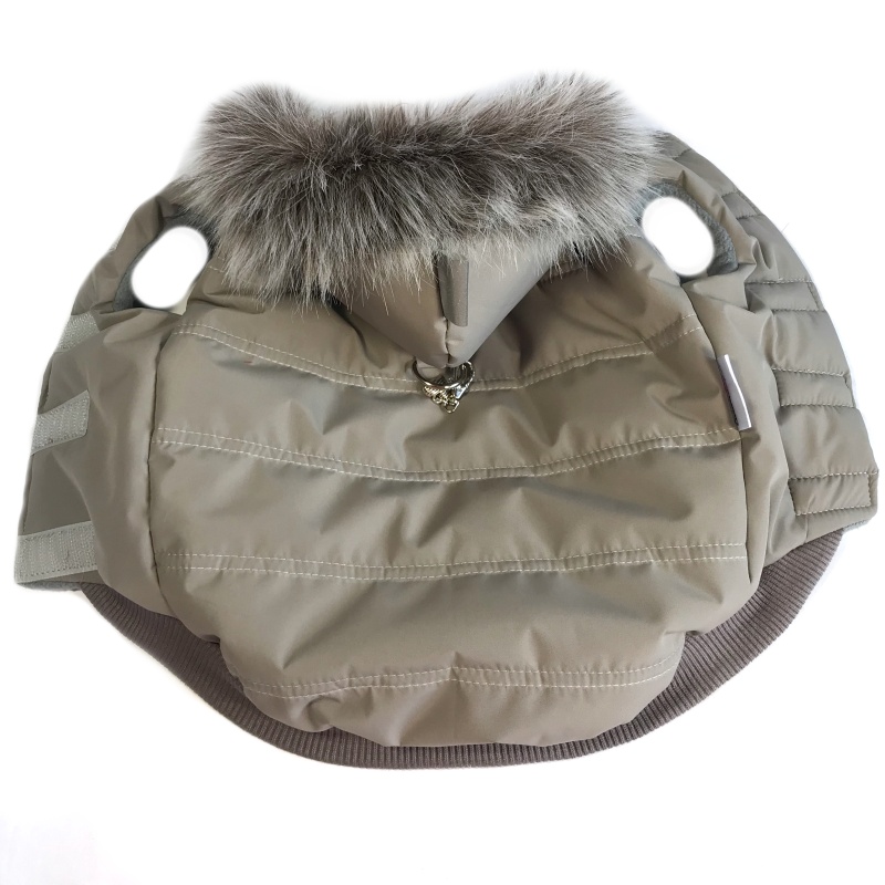 Obleček pro psa s kožešinou Carmen sv. khaki