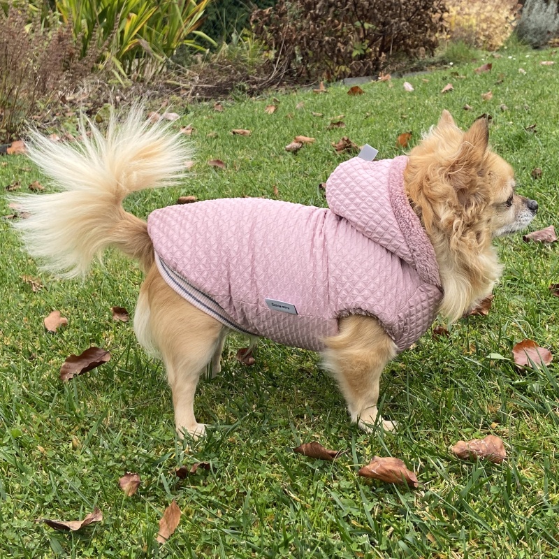 Luxusní kožíšek pro psy Antonie, kouřově růžový