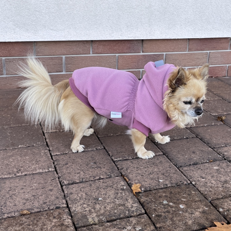 🩷 Růžový fleecový kabátek pro fenky – hřejivý, jemný a dokonale padnoucí, kouřově růžový