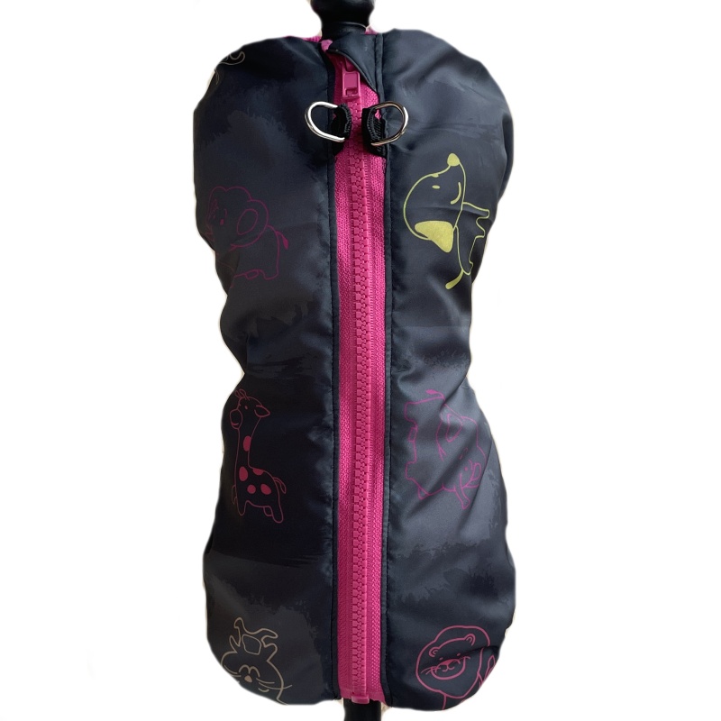 Podzimní/zimní obleček s beránkem na zip – EasyZip Style, černý pejsek