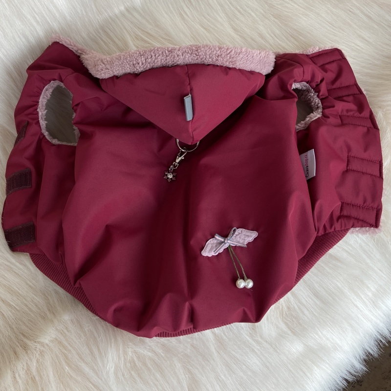 Luxusní pláštěnka/kožíšek pro psa, bordová