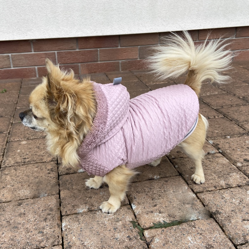 Luxusní kožíšek pro psy Antonie, kouřově růžový