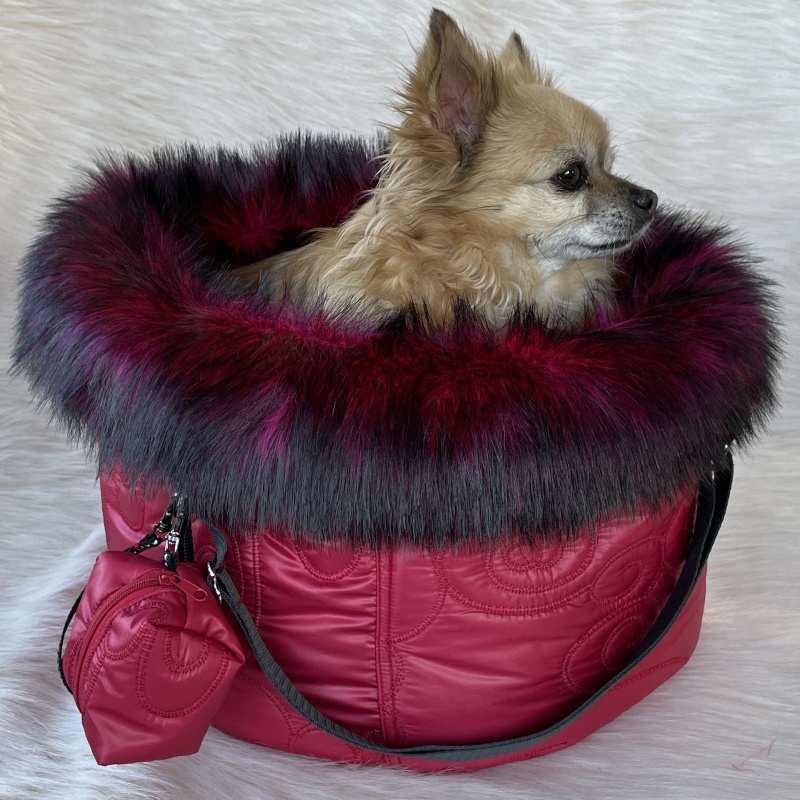 Luxusní taška pro psa 2v1 Sánchez, 30cm - rubínová