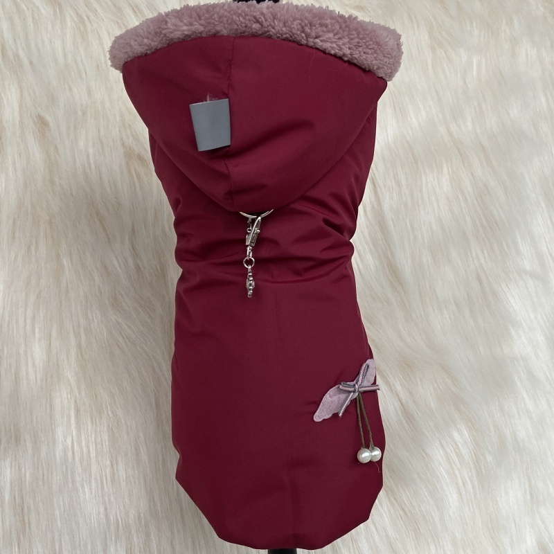 Luxusní pláštěnka/kožíšek pro psa, bordová
