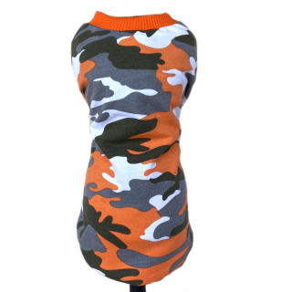 Tepláková mikina pro psa Cruz, kamufláž oranžovošedá