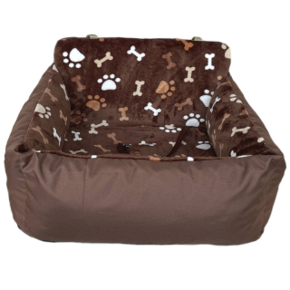 Cestovní pelíšek do auta – hnědý s tlapkami