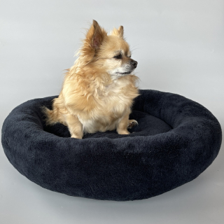 Heboučký kulatý pelíšek Tedík 50 cm – černý