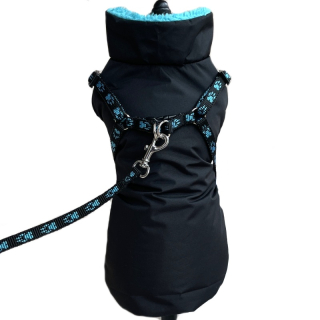 ❄️ Zimní kožíšek pro psa se všitými kšírami – černý