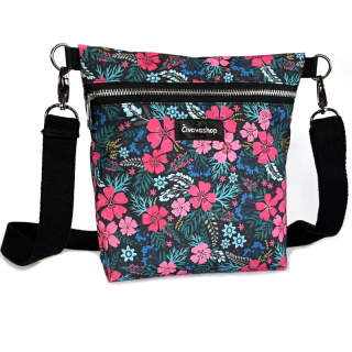Venčící Mini Crossbody (21×22 cm) – praktická, stylová a voděodolná, růžové květy