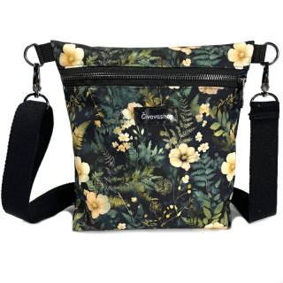 🤍 Elegantní crossbody kabelka – kvítka na zelené