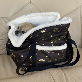 Multifunkční taška / pelíšek 3v1 pro malé psy – pohodlí doma i na cestách, tm. hnědá- potisk