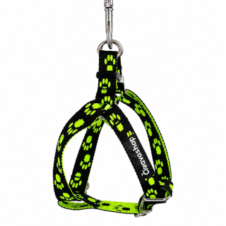 Popruhový postroj pro malá plemena s váhou 2–3,5 kg, neon zelený