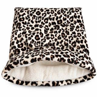 Plyšový tulipytlík s vyztuženým okrajem 65×55 cm – leopardí vzor