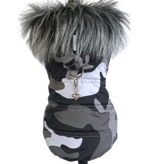Zimní obleček pro psa kolekce 22/23 šedý maskáč
