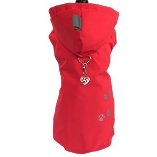 Zateplená pláštěnka pro psa – jaro/podzim, reflexní červená 🌧️🦺
