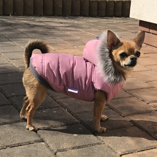 Obleček pro psa s kožešinou Maria pastelově starorůžový