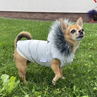 Obleček pro psa s kožešinou Dolores pastelově šedý