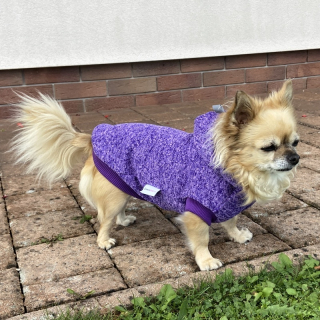 Svetr pro psa – fialový melír s kapucí