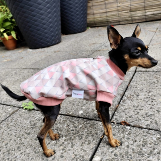 Softshellový obleček s beránkem, trojúhelníky šedorůžový