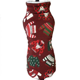 Vánoční kožíšková mikina – skořicová se vzorem svetrů 🎄